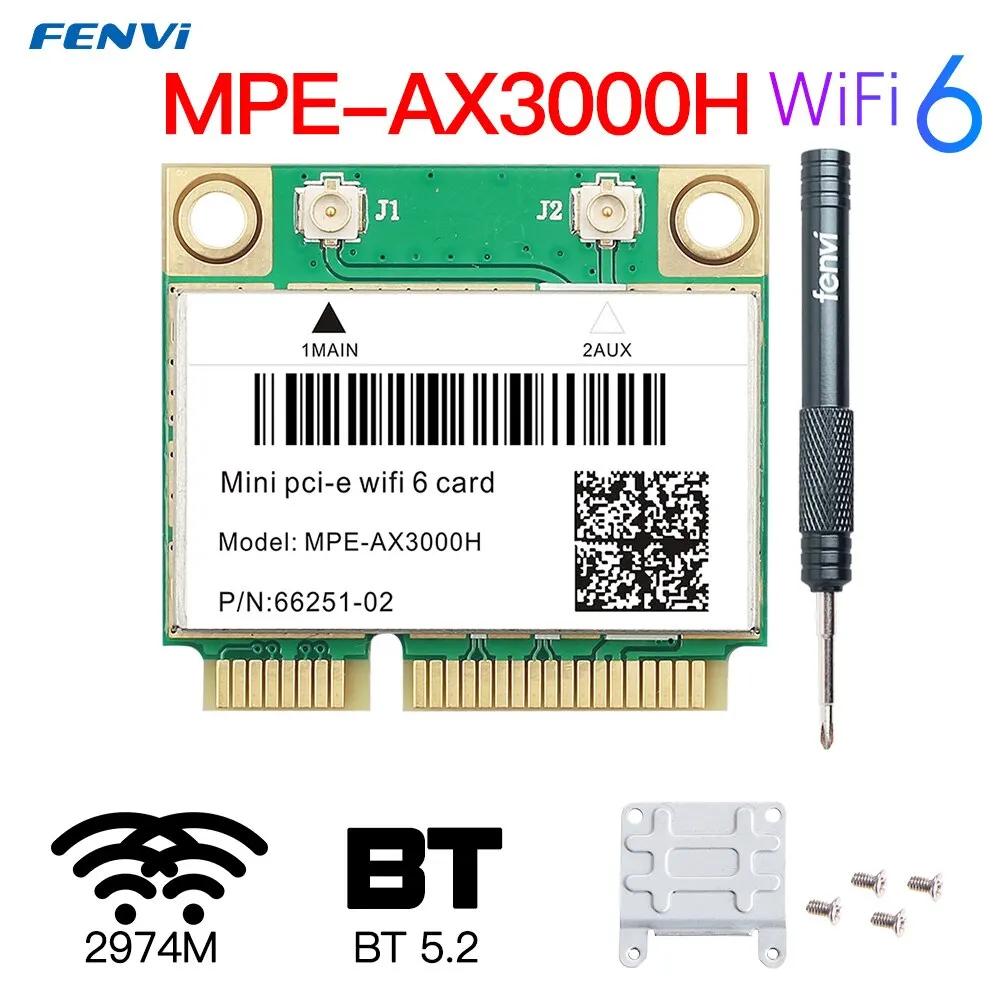 FENVI WiFi 6 ī 2974Mbps   2.4G/5Ghz  5.2   ̴ PCI-E Ʈũ Wlan WiFi ī 802.11AX ¸ 10
